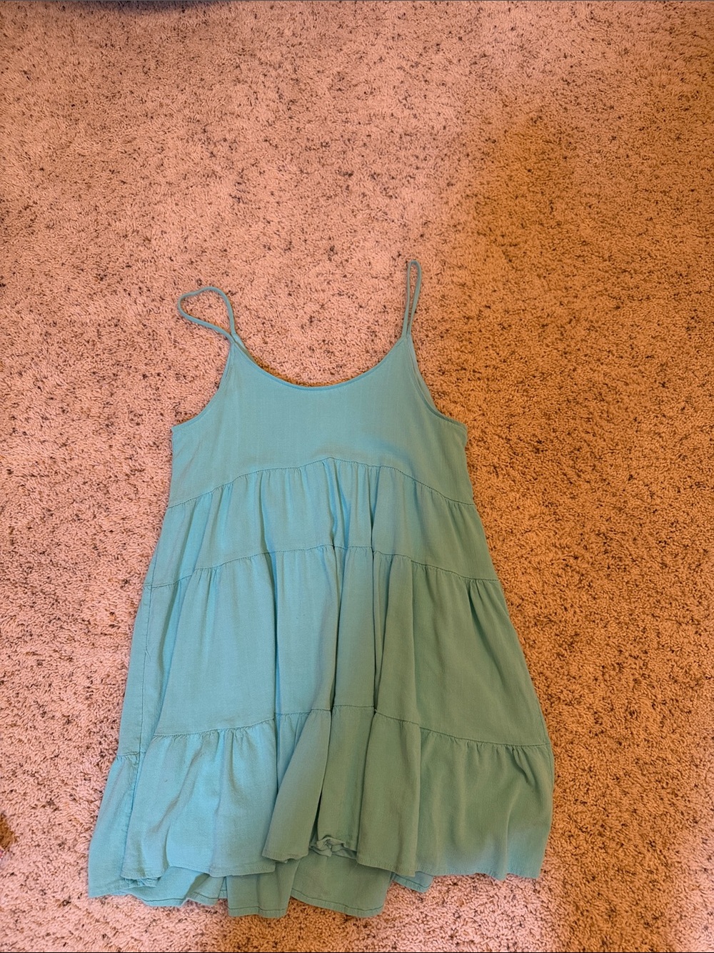 Altar'd State Light Blue Tiered Spaghetti-Strap Mini Dress